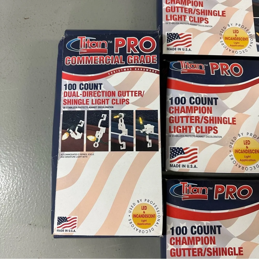 7 Boxes - Titan Pro Commercial Grade Christmas Light Clips - New in Boxes